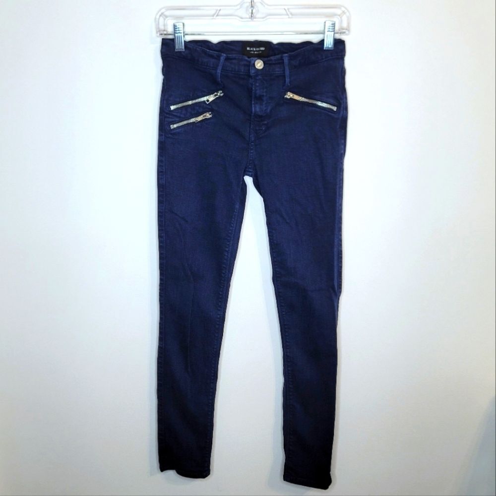 Black Orchid Billie Zipper Skinny Jeans Moody Navy Cut-1685A Size 27